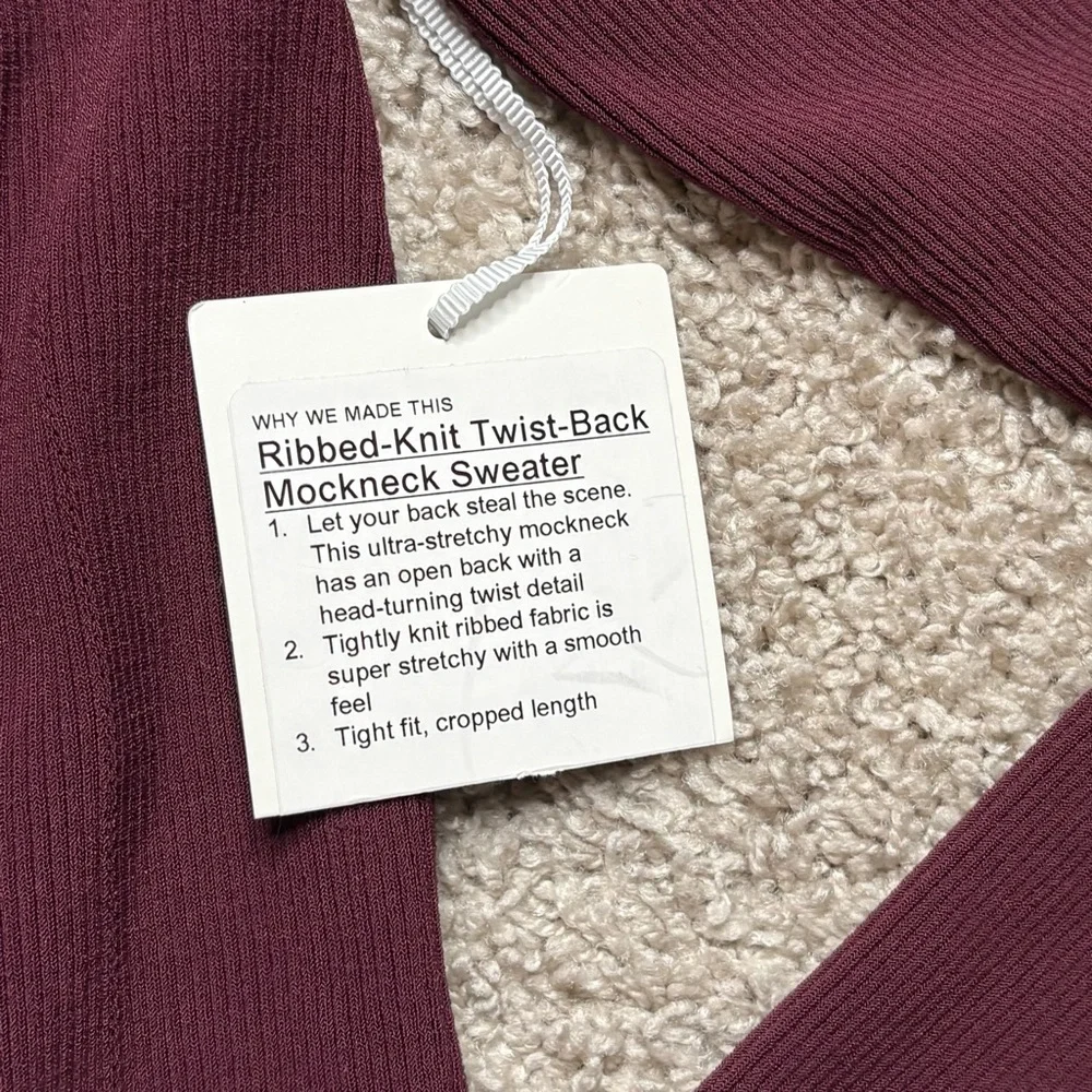 Lululemon Ribbed-Knit Twist-Back Mockneck Sweater